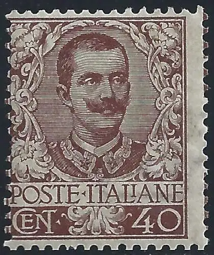 1901 Königreich Italien, Floreale Nr. 74, 40 Cent braun, postfrisch ** - neue Briefmarke Enzo Diena zertifiziert -