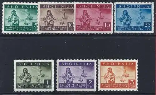 1944 ALBANIEN, Nr. 15/21 7 MNH/** Werte