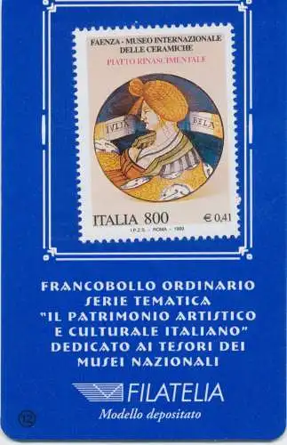 1999 Italien - Republik, Philatelieausweis, Museum Faenza, 0,41 Euro