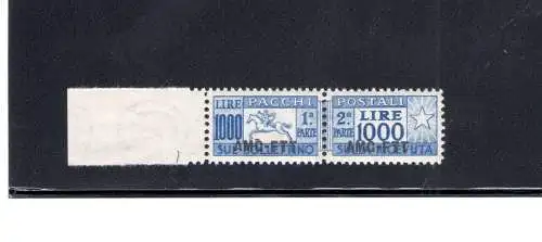 1954 TRIEST A - Postpaket Nr. 26 PFERD MNH ** Luxusblattrand