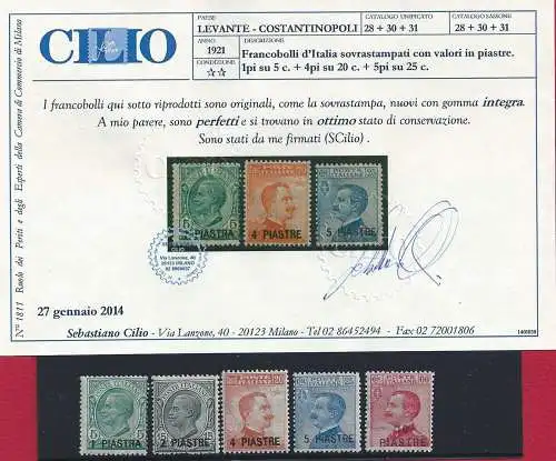 1921 LEVANTE, KONSTANTINOPEL, Nr. 28/32 MNH** Cilio zertifiziert