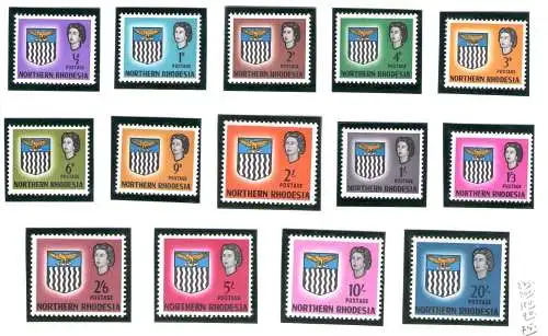 1963 NORDRHODESIEN Elisabeth II. 14er Set SG n. 75/88 postfrisch**