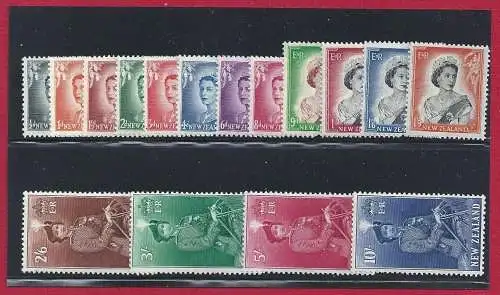 1953-59 NEUSEELAND - SG 723/736 - Elizabeth II. Zu Pferd - Gewöhnliche 16 Werte - postfrisch**