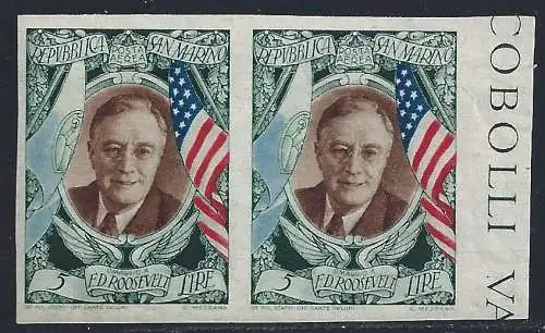 1947 SAN MARINO, PA Nr. 63b Präsident Roosevelt MNH/**