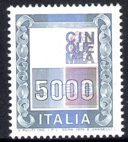 1978 Italien - Republik, 5000 Lire hohe Werte ohne Syrakus in Albino Nr. 1056Ac