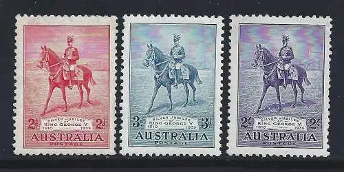 1935 AUSTRALIEN, Nr. 102-104 3 Werte Jubiläum Giorgio V. MNH/** (103 MLH/*)