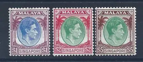 1948-52 Singapur - SG 13/15 Giorgio VI hohe mnh Werte** INTEGRGUMMI