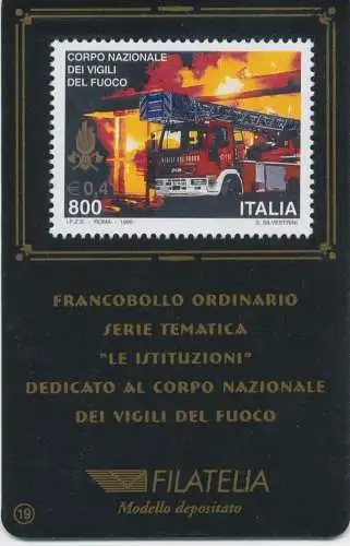 1999 Italien - Republik, Philatelieausweis, Feuerwehr, 0,41 Euro