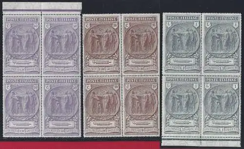 1923 Königreich Italien, Nr. 147/149, schwarze Hemden, postfrisch ** quartina, Enzo Diena zertifiziert