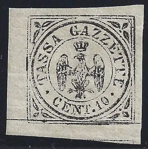 1859 MODENA, Zeitungen Nr. 5, MLH*, Firma Bolaffi und Emilio Diena