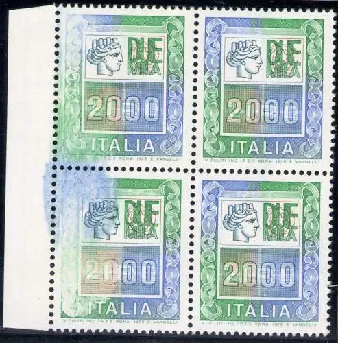 1978 Italien - Republik, 2000 Lire hohe Viertelwerte mit großem Fleck, Nr. 1439 mnh**