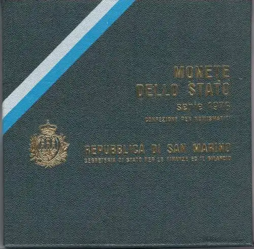 1976 Republik San Marino, Divisionsmünzen, FDC mit 500 Lire in Silber