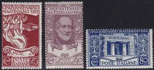 1922 Königreich Italien, Nr. 128/130 Serie mit 3 Werten MNH/**