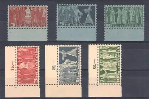 1938 SCHWEIZ, Nr. 313-315, die beiden Papiersorten, Typ A/B MNH ** TOP QUALITÄT