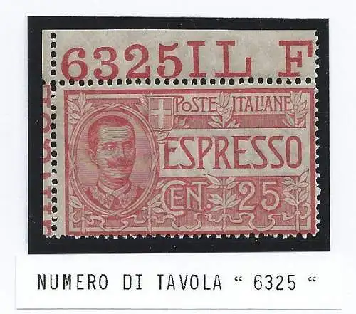 1903 Italien - Königreich, Express Nr. 1 mit TISCHNUMMER POSTFRISCH / **