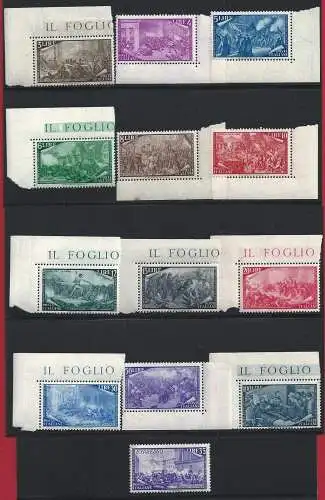 1948 Italien - Republik, Nr. 580/591 + E32, komplette Risorgimento-Serie, 13 Werte postfrisch/**