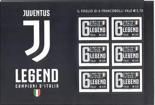 2017 Italia - Repubblica Minifoglio Juventus Legend Campione d'Italia 2016-2017 MNH **