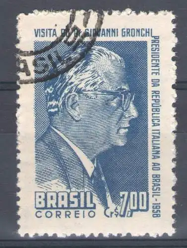 1958 Brasilien Italienisch-Brasilianische Freundschaft Gemeinsame Ausgabe 1 Val. Gebraucht mit offiziellem Stempel