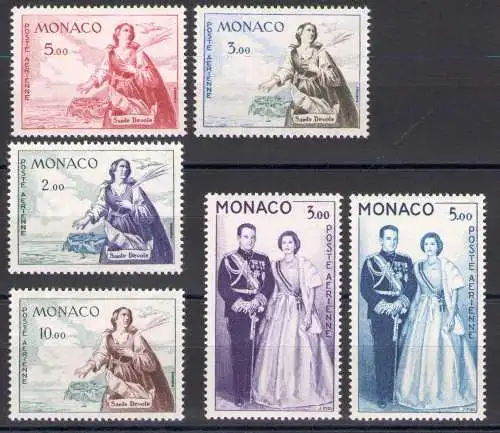 1960-61 Monaco - Principi Ranieri e Santa Devota - Posta Aerea 6 Werte Nr. A73/A78 - MNH **