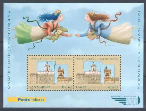 2006 San Marino Philatelistische Ausstellung Die beiden Republiken Gemeinsame Ausgabe - 1 Bogen postfrisch **