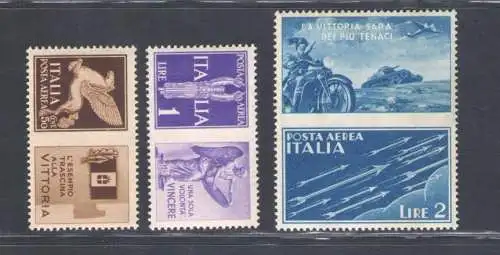 1942 Italien - Königreich - Nr. 12A/12C Kriegspropaganda nicht ausgegeben MH*