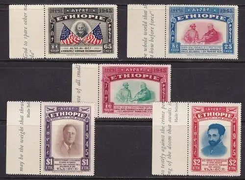 1947 ÄTHIOPIEN/ÄTHIOPIEN - YT Nr. 250/252 + PA 21/22 5 Werte MNH/** SERIE BLATTRAND