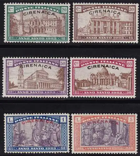 1925 Kyrenaika, Nr. 17/22 Heiliges Jahr 6 Werte MLH/*