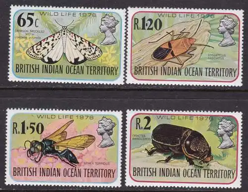 1976 BIOT - BRITISH INDIAN OCEAN TERRITORY - OCEAN INDIAN - Yvert Nr. 86-89 - Serie mit 4 Werten - Schmetterlinge - MNH **