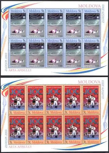 2003 EUROPA CEPT Moldawien, Moldawien Nr. 2 Miniblätter von 10 Val Arte des Manifests MNH **