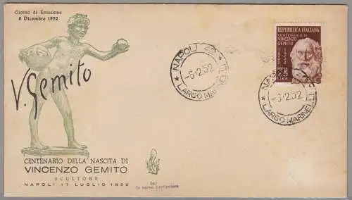 1952 REPUBLIK - Vincenzo Gemito Nr. 704 - Gemito - VENEDIG NICHT GEREIST