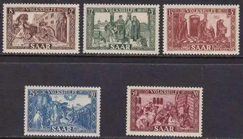 1950 SAARLAND/SAARLAND, Nr. 278/282 MNH/**