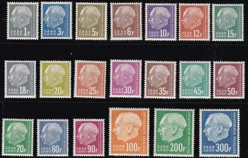 1957 SAARLAND/SAARLAND, Nr. 391/410 20 Werte postfrisch/**