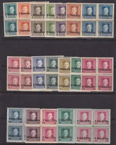 1918 FRIAUL-VENETIEN Occ. Österreichisch, Nr. 1/19 MNH/** QUARTINA (drei Werte mit Oxidationen)