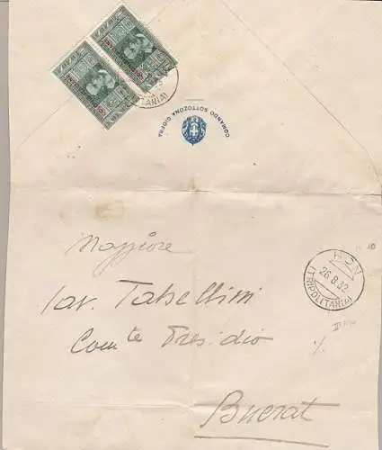 1932 LIBYEN - Titelblatt vom 26.8.1932 aus HON (TRIPOLITANIEN) mit Stempel TYP 2 (Punkte 10)