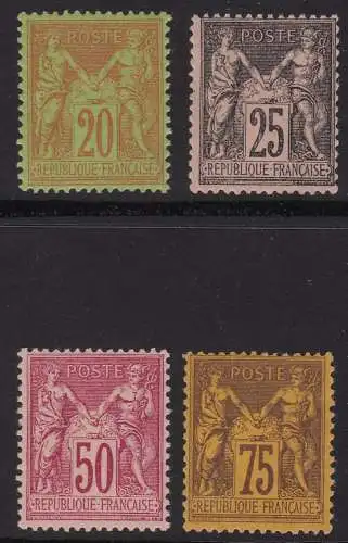 1884-90 FRANKREICH - Nr. 96/99 Typ II SAGE Allegorische Gruppe MNH/** 75c. MLH/* Signature E.Diena/Raybaudi