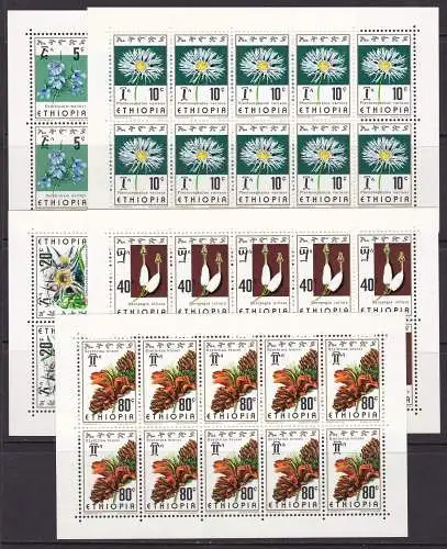 1976 ÄTHIOPIEN - YT Nr. 763/767 Serie 5 Werte MNH** - MINIBOGEN VON 10