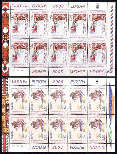 2008 EUROPA CEPT Bergkarabach, Republic of Mountainous Karabakh, 3 Kleinblätter mit 10 Werten, postfrisch** RAR