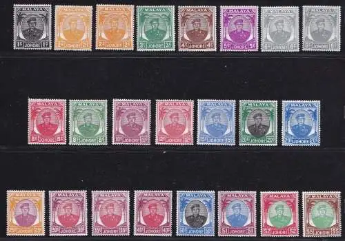 1949-55 JOHORE - SG Nr. 133/147+134a+137a Satz 23 MNH/**