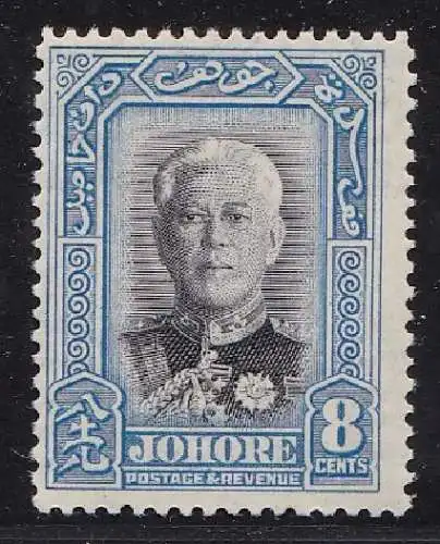 1940 JOHORE - SG Nr. 130 8c. schwarz und hellblau postfrisch/**