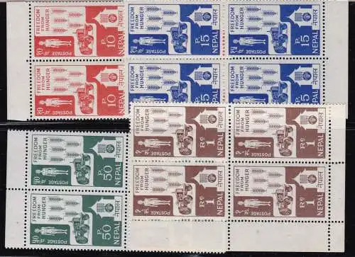 1963 NEPAL, SG Nr. 172/175 4er Set postfrisch/** Viererblock