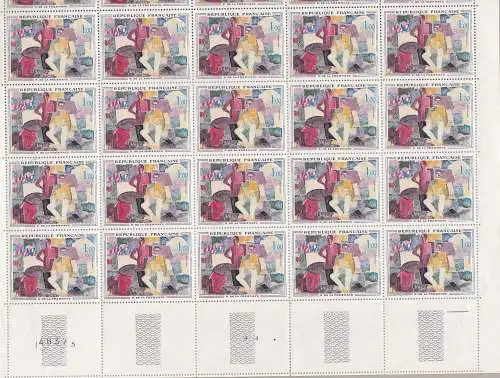 1961 FRANKREICH - Nr. 1319/1320/1322 KUNSTBLATT VON 25 Nr. 1321 2 BLÄTTER VON 10 + STREIFEN VON 5 MNH / **