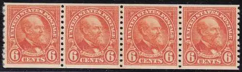 1932 USA, Nr. 527 6c. orange Spule Streifen 4 MNH/** PERF. 10 vertikal