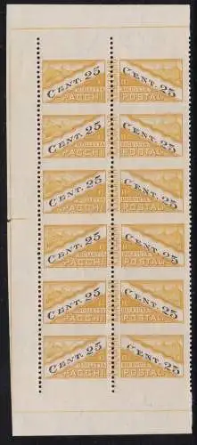 1946 SAN MARINO, Postpakete Nr. 19/IIc 25c. gelb-schwarz MNH/** SECHSSTREIFEN ND HORIZONTAL