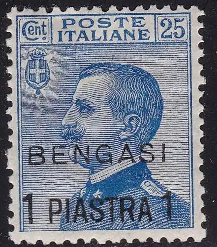 1911 Bengasi, Nr. 2 1pi. su 25c. hellblau MNH/** GUTE ZENTRIERUNG