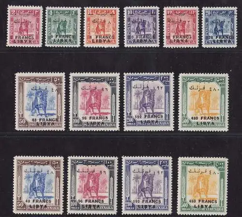 1951 LIBYEN Ausgabe für den FEZZAN, Nr. 14-23 + 20/1-23 / I die beiden Auflagen 14 Werte MNH / **