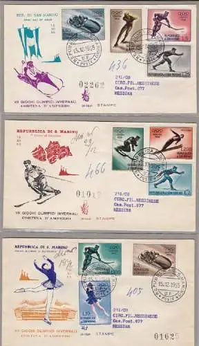 1955 SAN MARINO, Nr. 428/436 + A 116 Olympische Spiele in Cortina VENETIEN REISEN