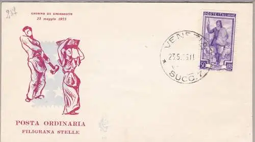 1955 REPUBLIK - Arbeit Sterne Lire 50 violett Nr. 759 VENEDIG NICHT GEREIST