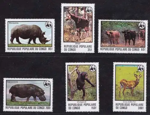 1978 KONGO - Fisch, Muschel, Yv. n. 499/504 WWF 6 Val. MNH/**