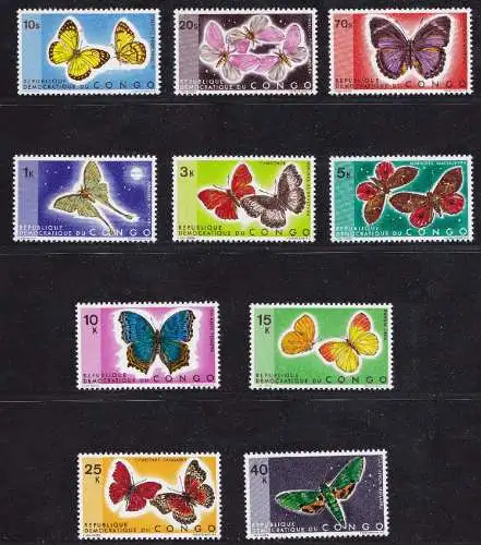 1971 DEMOKRATISCHE REPUBLIK KONGO, Schmetterling, Butterfly, COB 763/772 10v. MNH/**