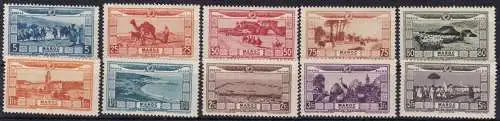 1928 MAROKKO,MAROC Francaise, PA Nr. 12/21 10 Val. MNH/** VOLLGUMMI